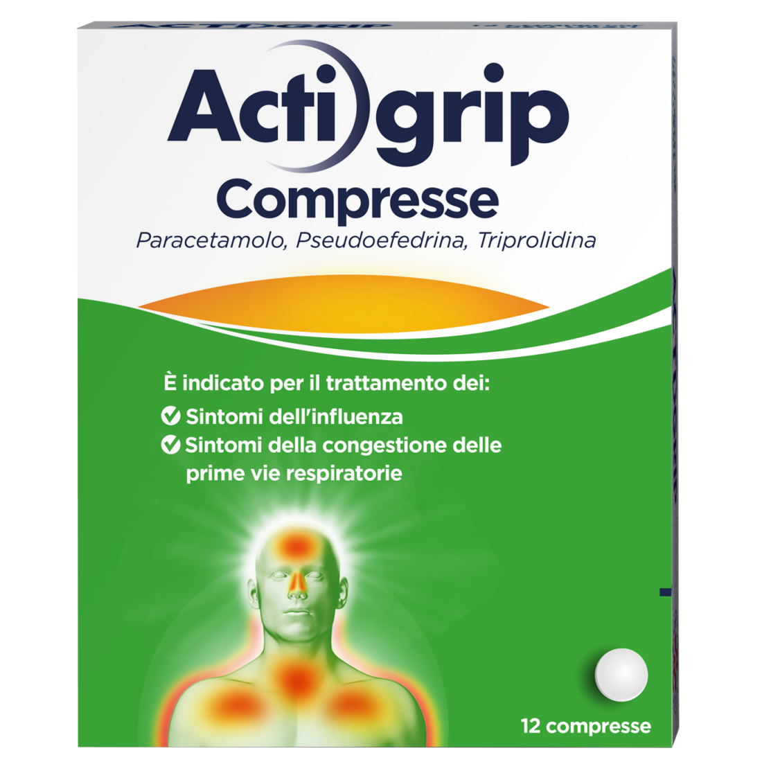 ACTIGRIP 12CPR 2.5+60+500MG