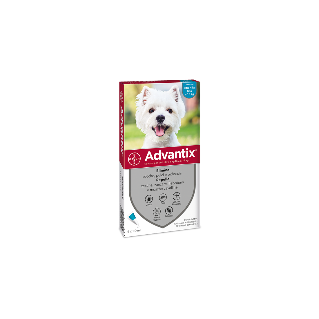 ADVANTIX SPOT ON ANTIPARASSITARIO 4 PIPETTE 4-10KG