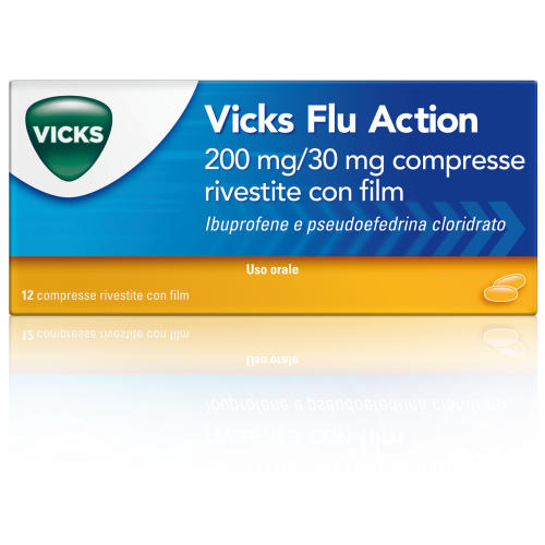 VICKS FLU ACTION 12CPR200+30MG