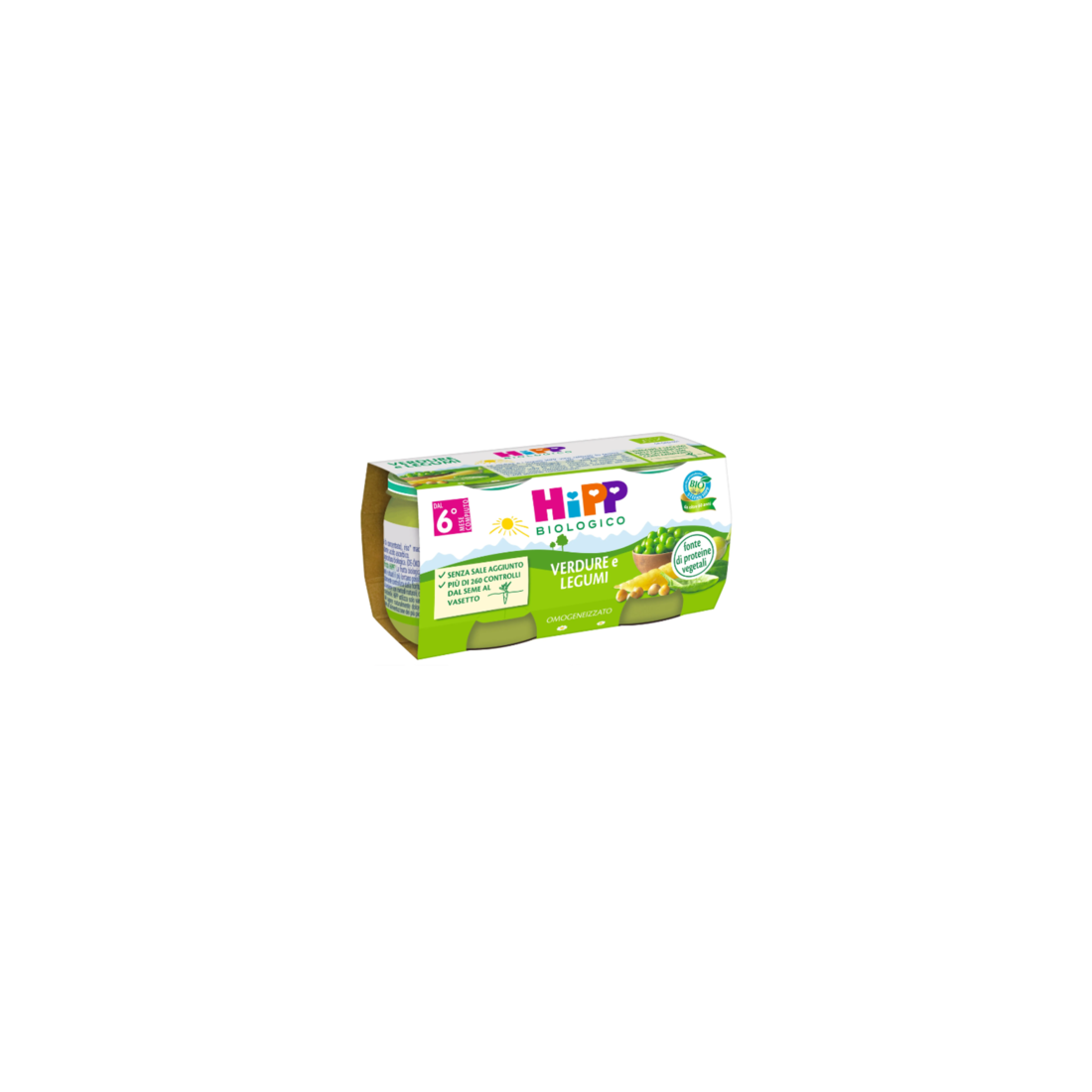 HIPP BIO OMOG VERD/LEGUMI2X80G