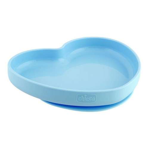 CHICCO PIATTO CUORE VENTOSA SILICONE BLU