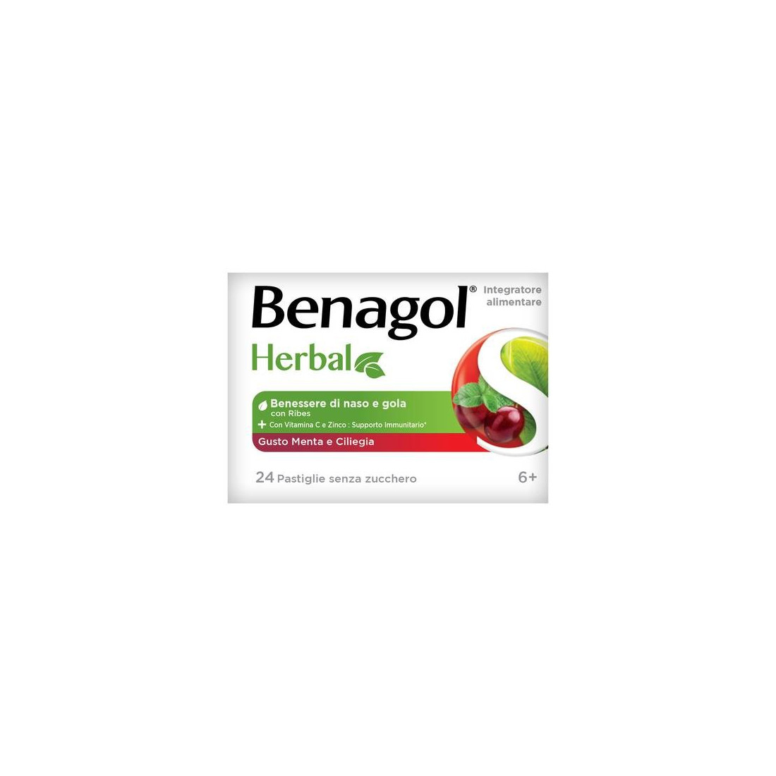 BENAGOL HERBAL PASTIGLIE PER LA GOLA MENTA E CILIEGIA 24