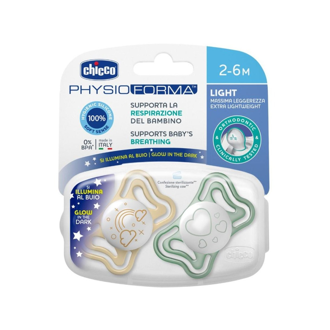 CHICCO SUCCHIETTO LIGHT LUMINOSO SILICONE 2-6 2PZ