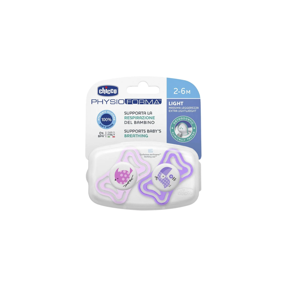 CHICCO SUCCHIETTO LIGHT ROSA SILICONE 6-16 2P