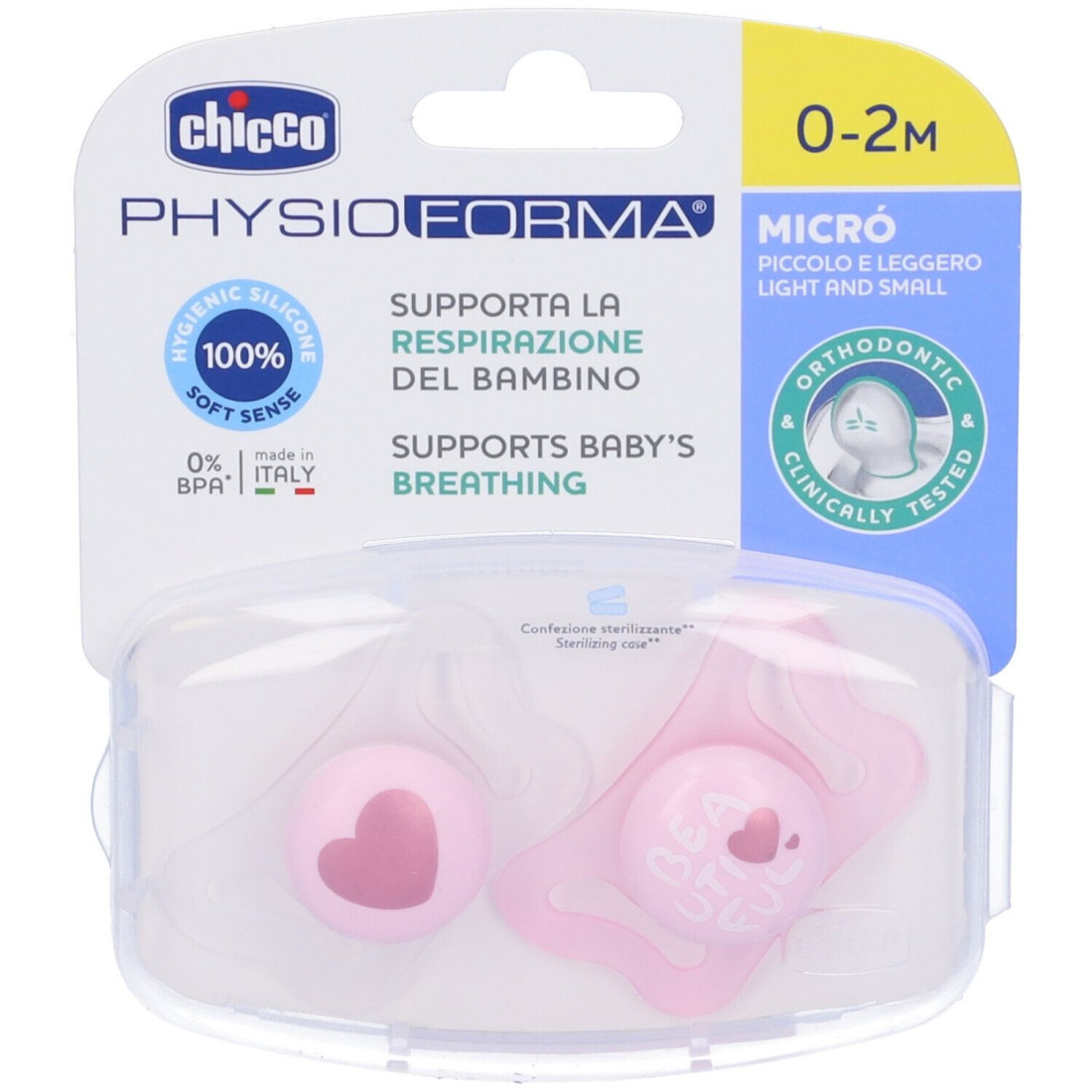 CHICCO SUCCHIETTO MICRO GIRL SILICONE 0-2 2P