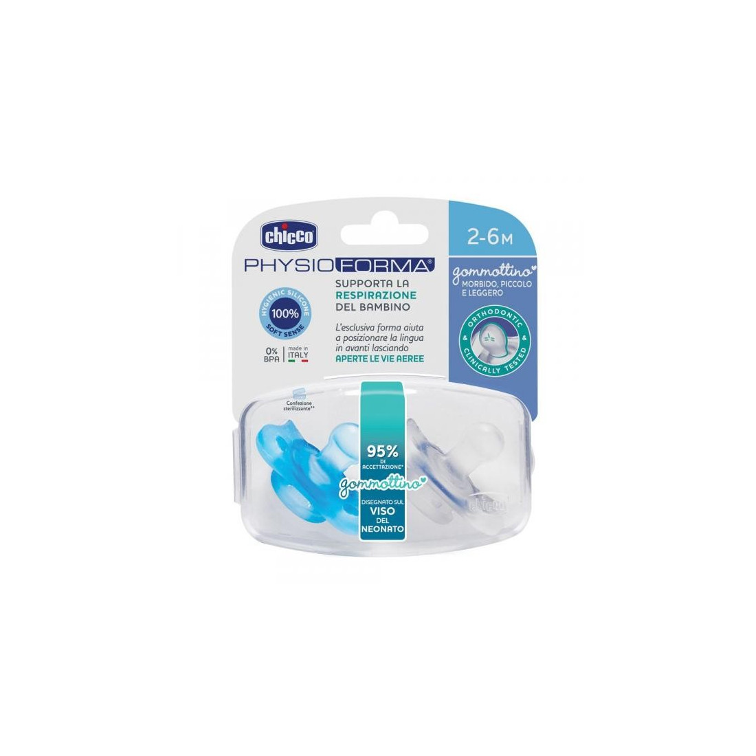 CHICCO GOMMOTTO SIL AZZURRO 2-6 2PZ