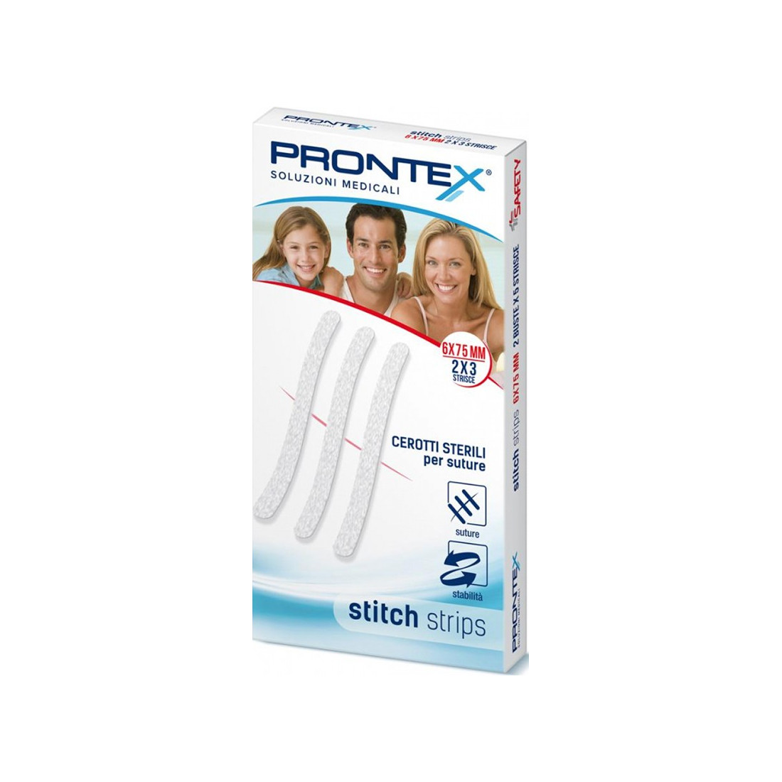 PRONTEX STITCH STRIPS CEROTTO SUTURE 3X75 10P