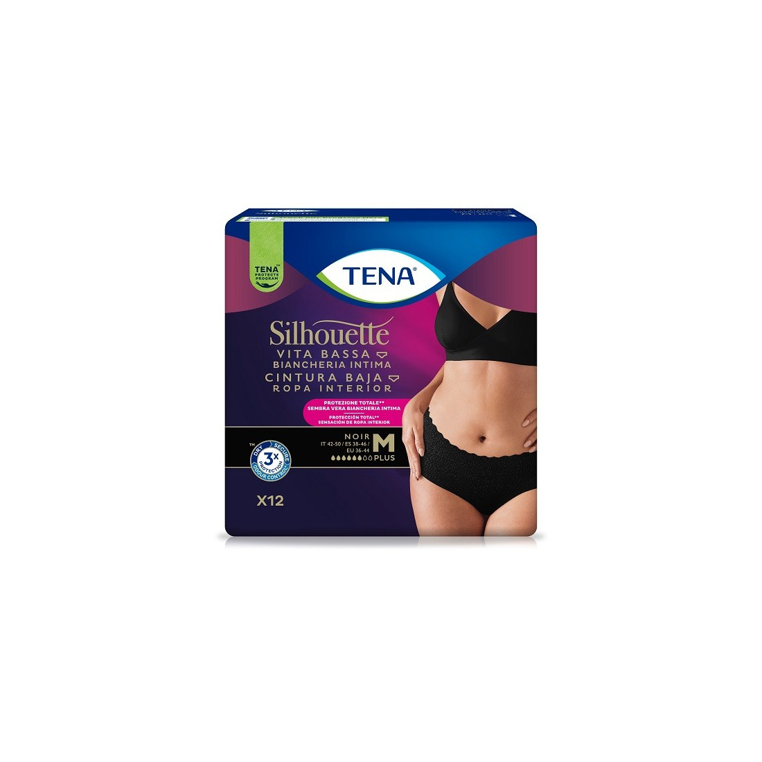 TENA SILHOUETTE NOIR M V/B 12P