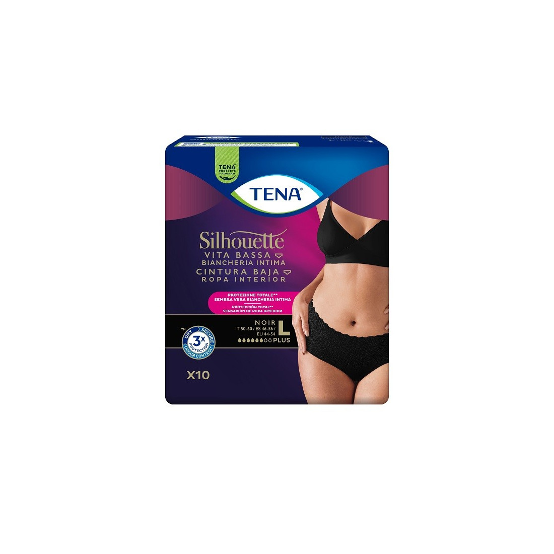 TENA SILHOUETTE NOIR L V/B 10P