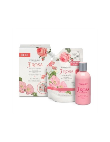 L'ERBOLARIO 3 ROSA BAGNOSCHIUMA 250 ML + RICARICA 500 ML